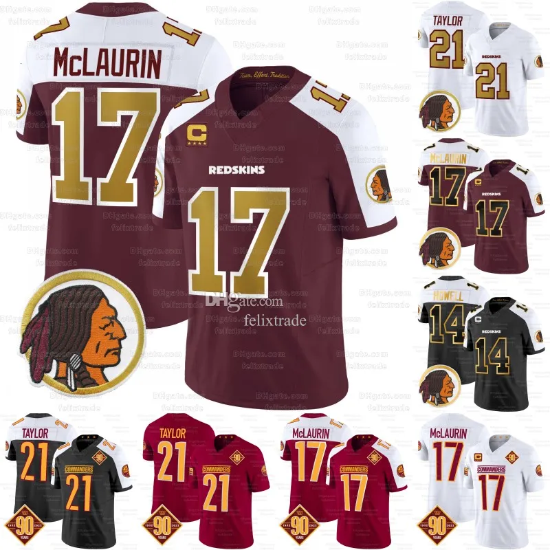 Washingtons Terry McLaurin Commanders 90th Football Jerseys Emmanuel Forbes Sam Howell Chase Young Jahan Dotson DaRon Payne Jonathan Allen Tress Way Montez Sweat