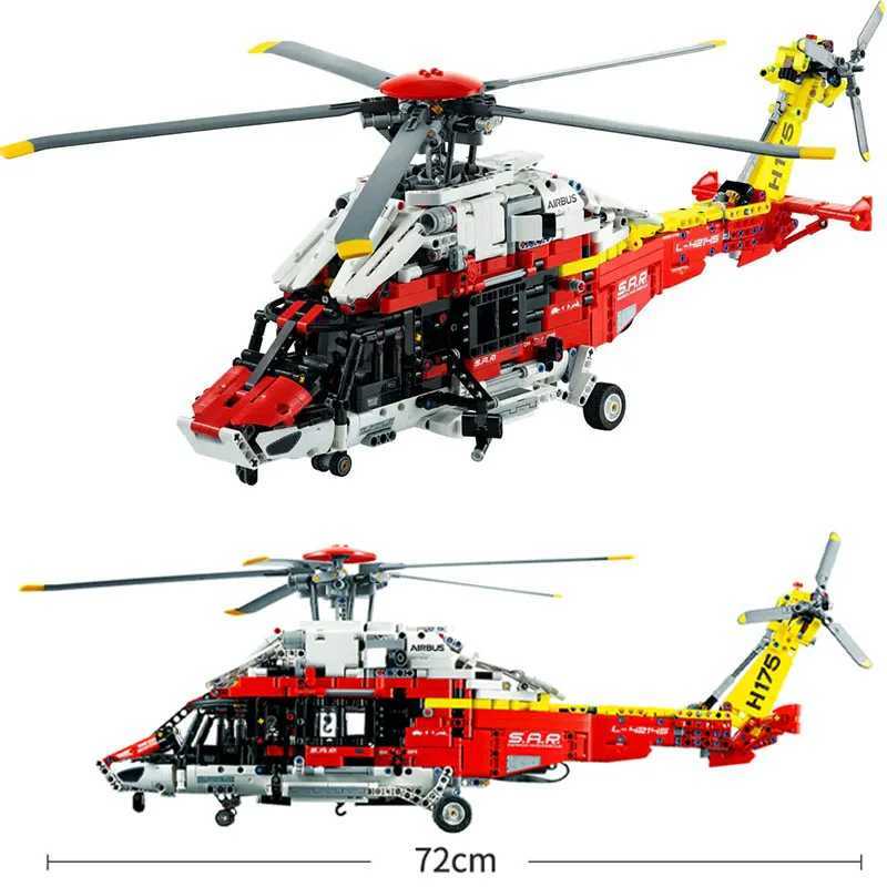 2001PCS Technical Airbus H175 Rescue Helicopter Building Blocks 42145 Electric Motor Assemble Bricks Toys Gifts For Kids Boy Y240731