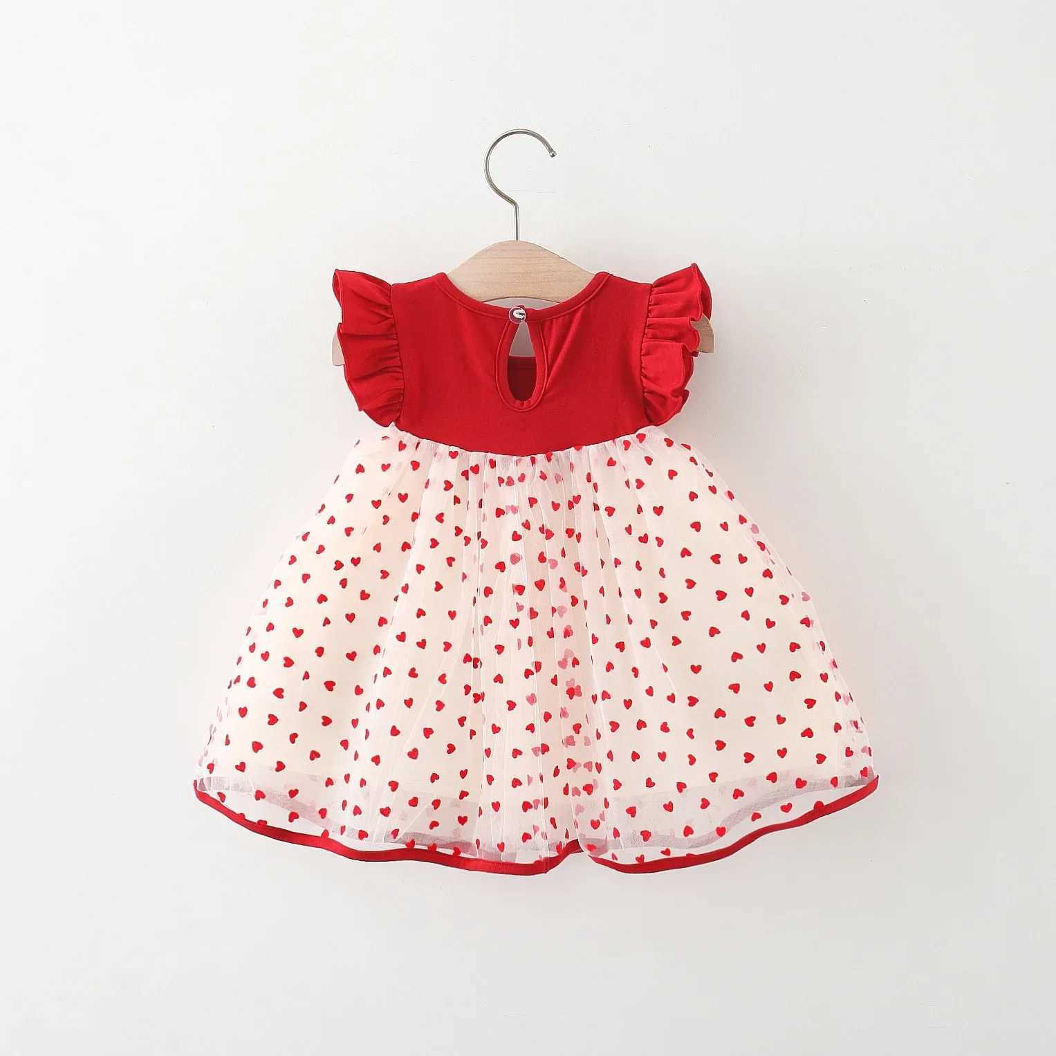 (0-3 Years Old) Summer Baby Girl Bow Flying Sleeves Princess Dress Girl Korean Edition Little Love Birthday Dress X250220