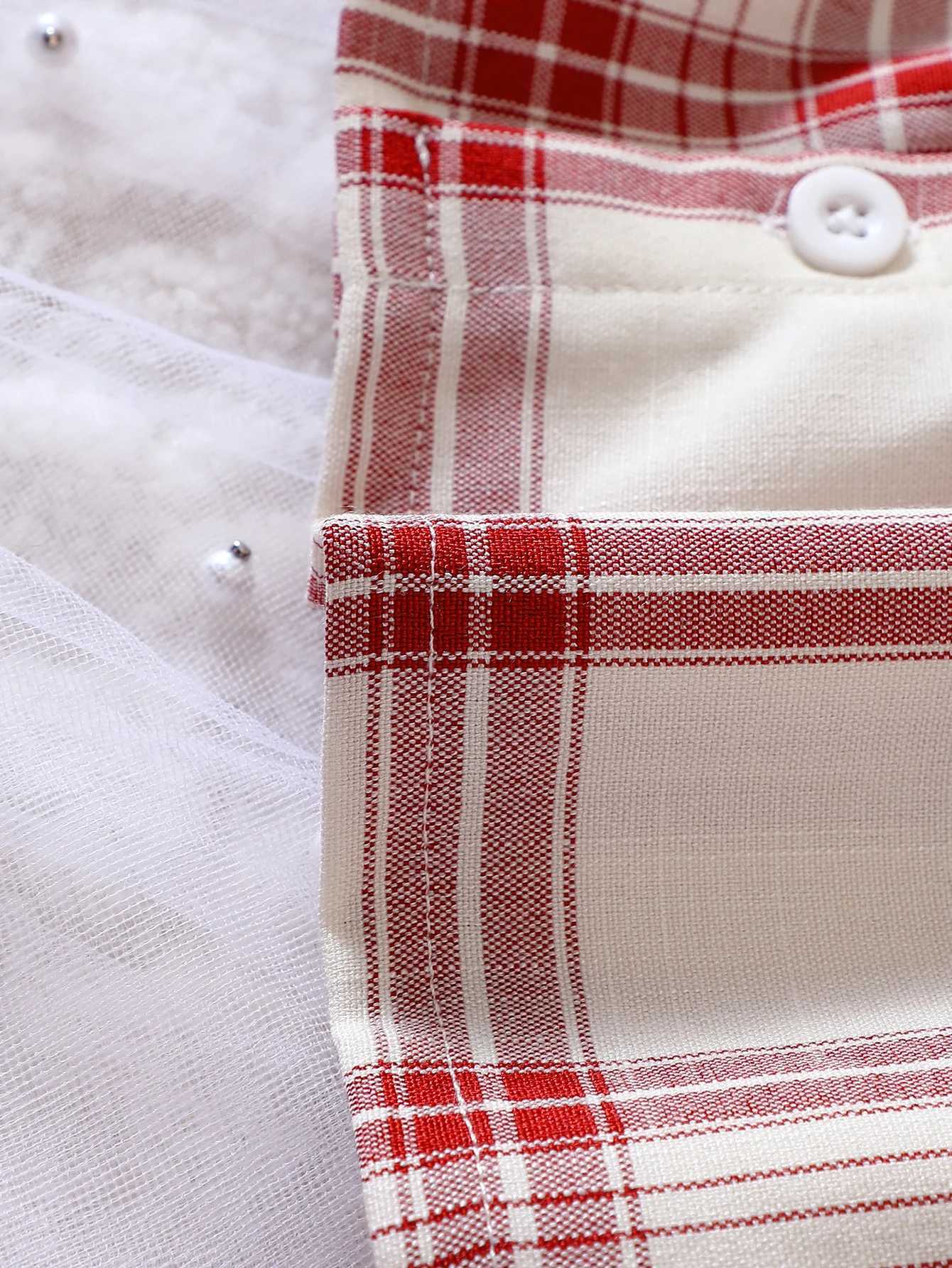 Girls Dress With A Ruffled Collar Long Sleeved Button Up Bow Tie Fluffy Skirt Plaid Pattern Fashionable New Home Style X2502201