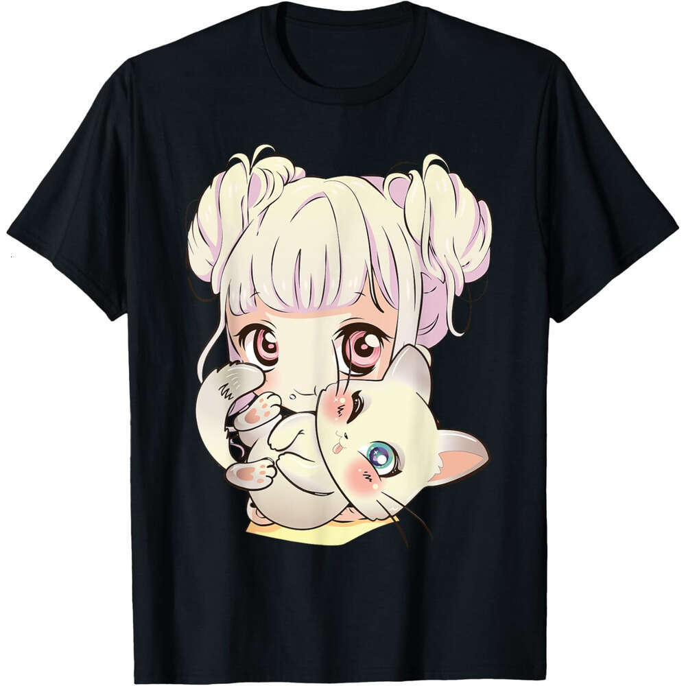 T shirt Mens Womens Cute Anime and Cats Lover Manga kawaii girls Otaku T-Shirt shirts tshirt graphic tee Casual tops summer clothes Short sleeve Free 