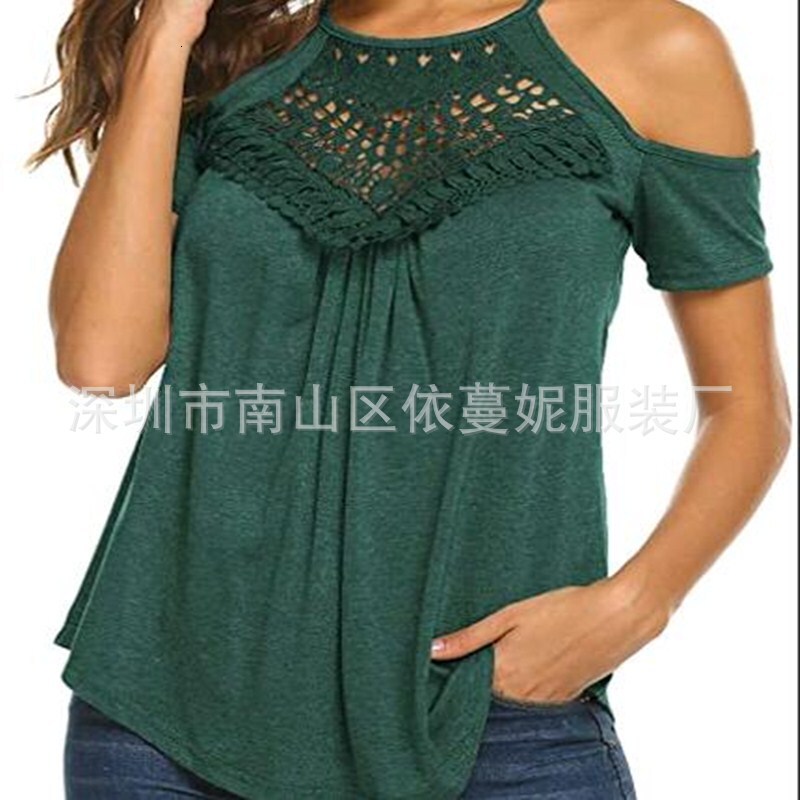 2018 Summer New Off Shoulder Lace T-shirt Short Sleeve