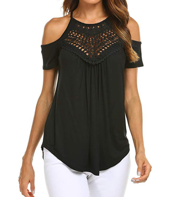 2018 Summer New Off Shoulder Lace T-shirt Short Sleeve
