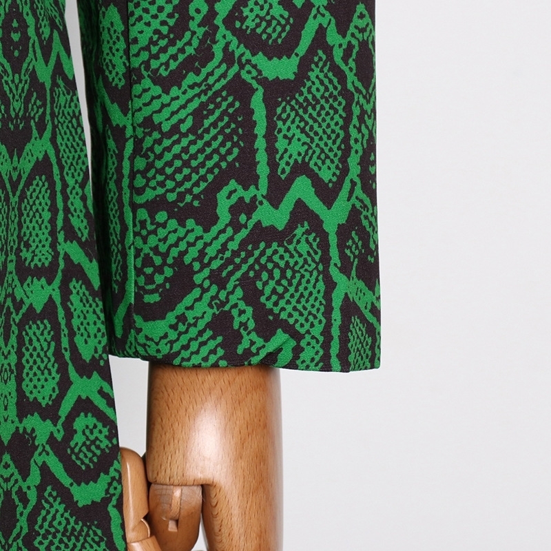 Plus Size Formal Womens Pant Set Green Print Lapel Blazer Suit Two Piece Pant Set Business Clothing 240715