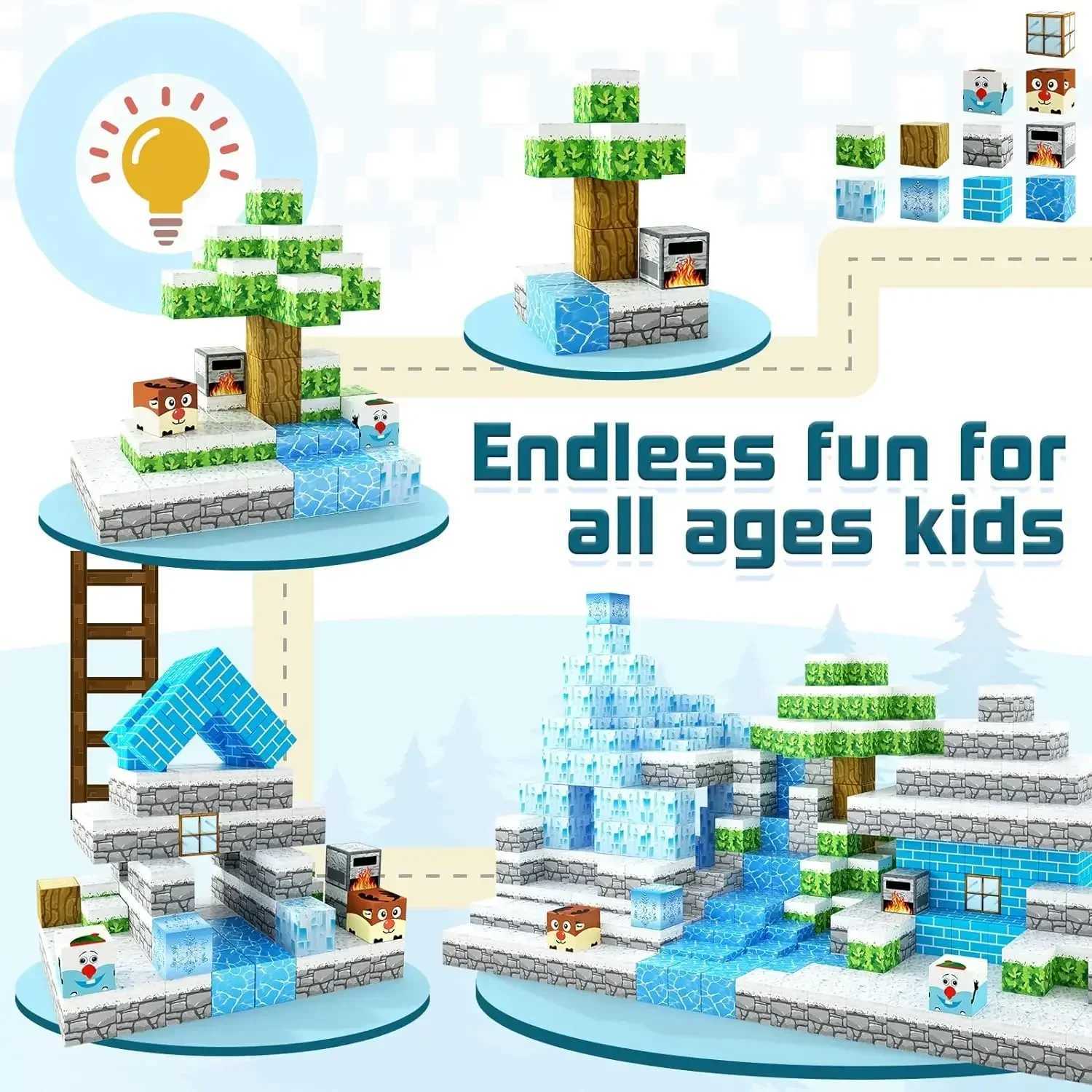 Magnetic Building Blocks Mine World Cube Magnet World Set for Boys Girl Age 3+ DIY Model Children Gift Buildable Sensory Toys TK Y240731