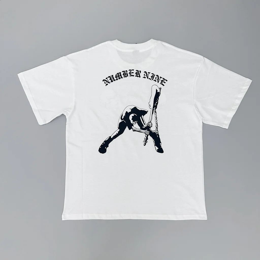 Men Number Nine Skull Head guitar T Shirts T-Shirt Hip Hop Skateboard Street Cotton T-Shirts Tee Top US size R037 240801