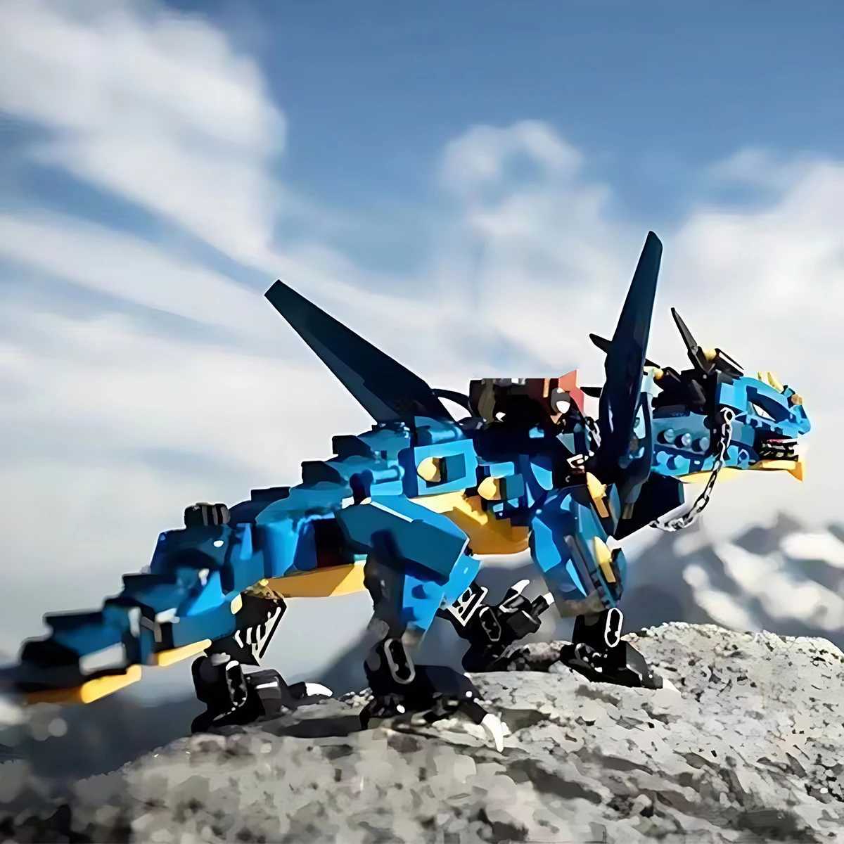2024 New Movie Jays Blue Mecha Dragon Of Thunder And Storm Blue Building Blocks with Figure Toys Gifts For Adult Kids Y240731