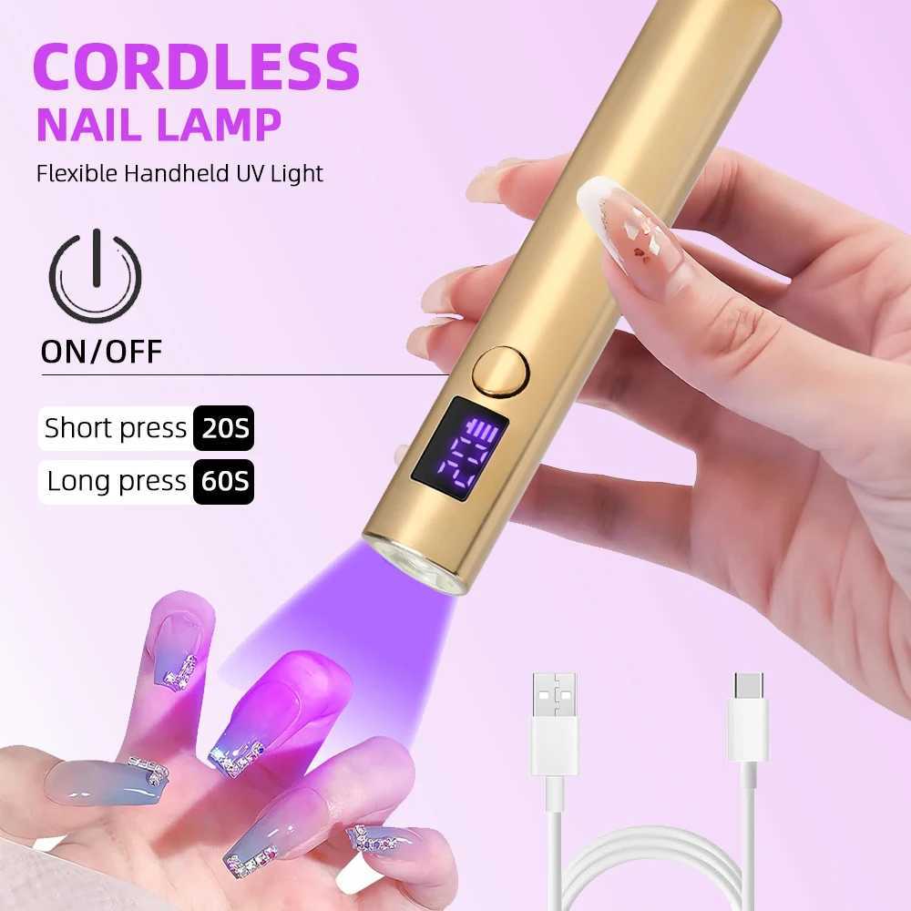 Portable Qulck Dry Nall Dryer Machlne Mlnl UV LED Nall Lamp For Home Salon Tools Professlonal Nall Phototherapy Flashllght PenCL240731
