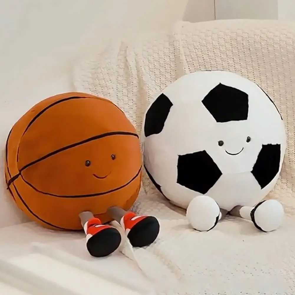 Fluffy Soccer Balls Stuffed Toy Football Basketball with Leg Cartoon Plush Pillow Soft Stuff Soccerball Gifts for KidsM240801