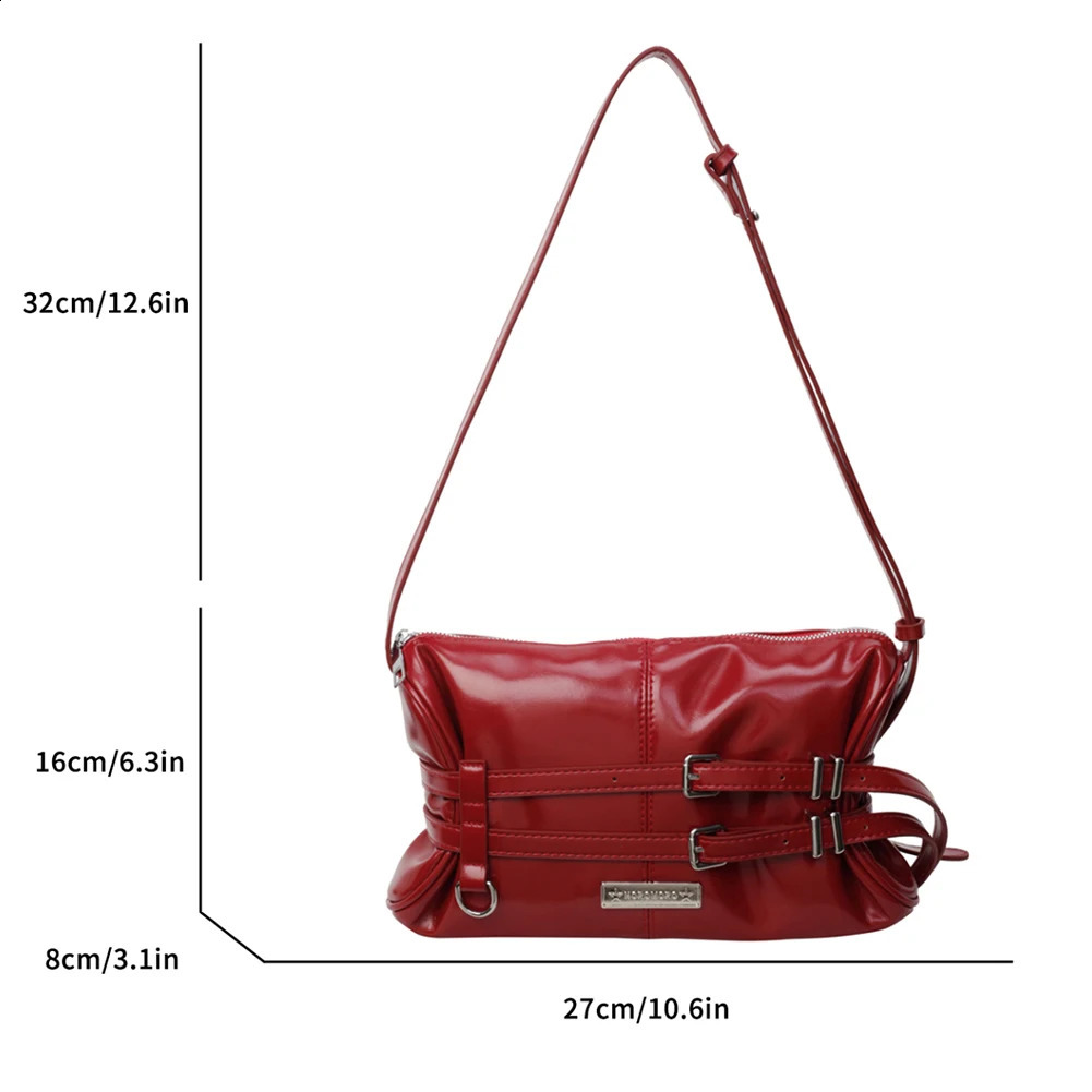 Women Shoulder Bag Double Belted Strap PU Leather Handbag Solid Color Satchel Purse Clutch Purse Travel Bag 240731