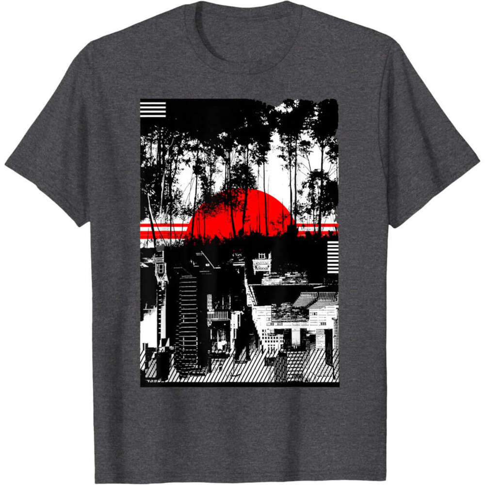 T shirt Mens Urban City Silhouetted Tonal Black Graphic T-Shirt shirts tshirt graphic tee Casual tops summer clothes Short sleeve Free shipping