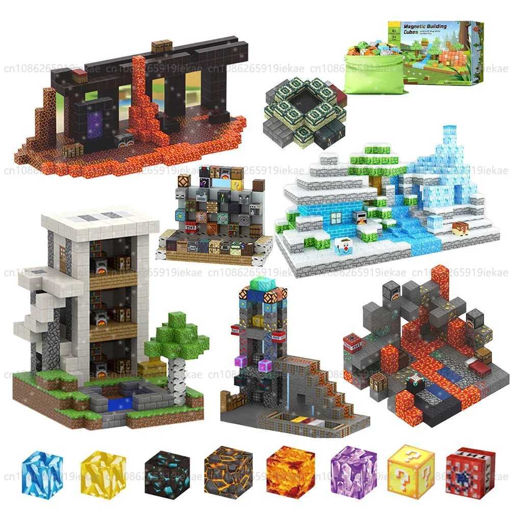 Magnetic Building Blocks Mine World Cube Magnet World Set for Boys Girl Age 3+ DIY Model Children Gift Buildable Sensory Toys TK Y240731