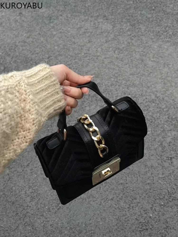 Womens Top Handbag Retro Cross Bag Black Mini Shoulder Fashion Chain 240817