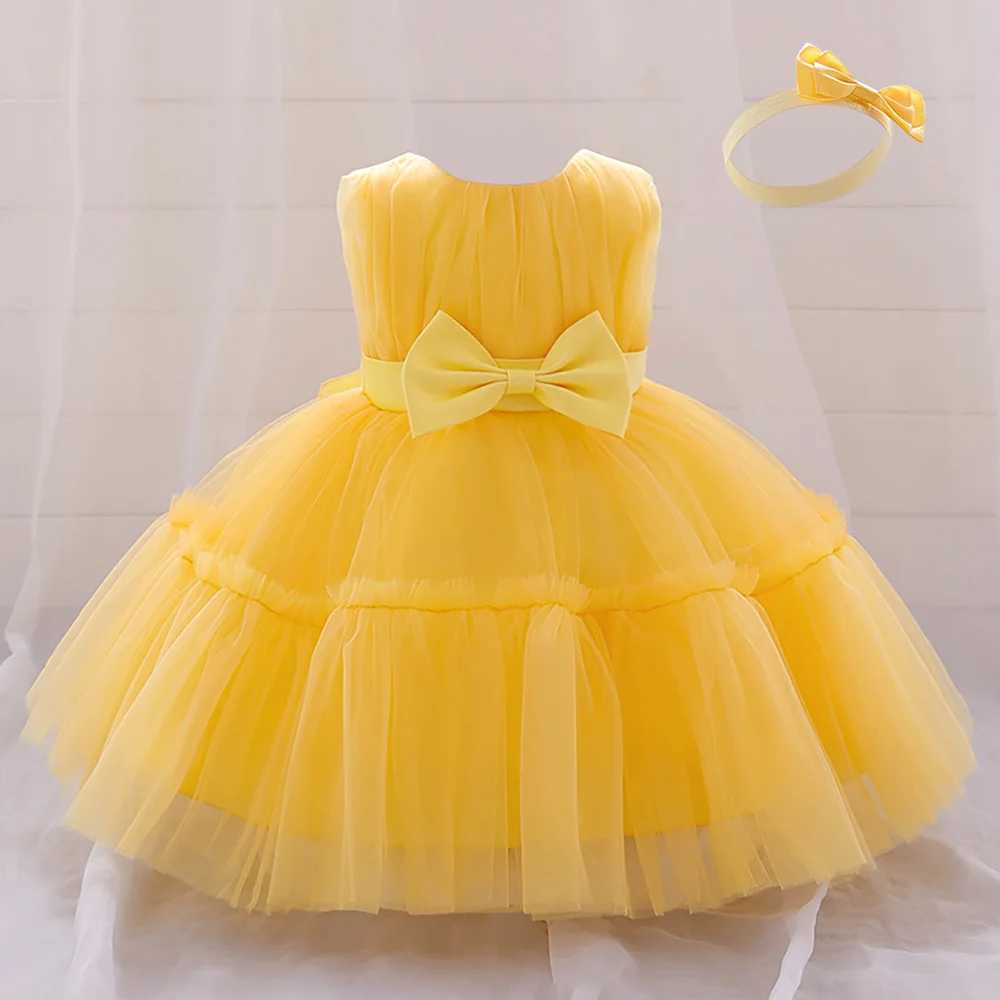 Babys first birthday girl shower dress elegant wedding party princess dress sheer childrens summer clothing X250203