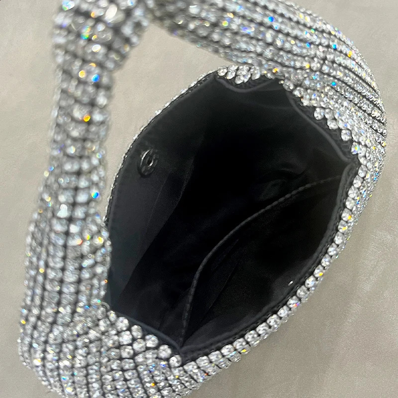 JIOMAY Fashion Silvery Evening Bags Glitter Rhinestone Purses for Women Portable Solid Color Womens Handbags 240731