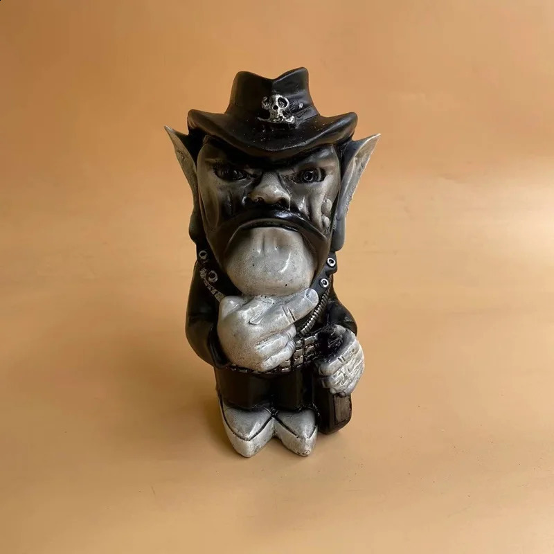 Lemmy Rock Icon Statue Lemprechaun Resin Craft Sculpture Cowboy Finger Dwarf Garden Ornaments Home Yard Lawn Gnomes Decoration 240718