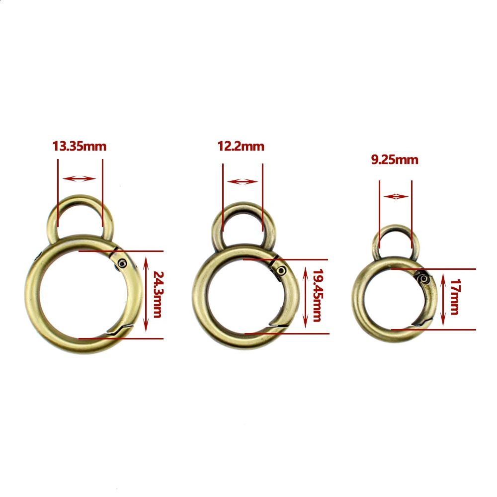 50Pcs Metal Double Circle Snap Hook Spring Gate O Ring Trigger Clasp for Leather Craft Bag Strap Belt Connecting Hardware Access 240731