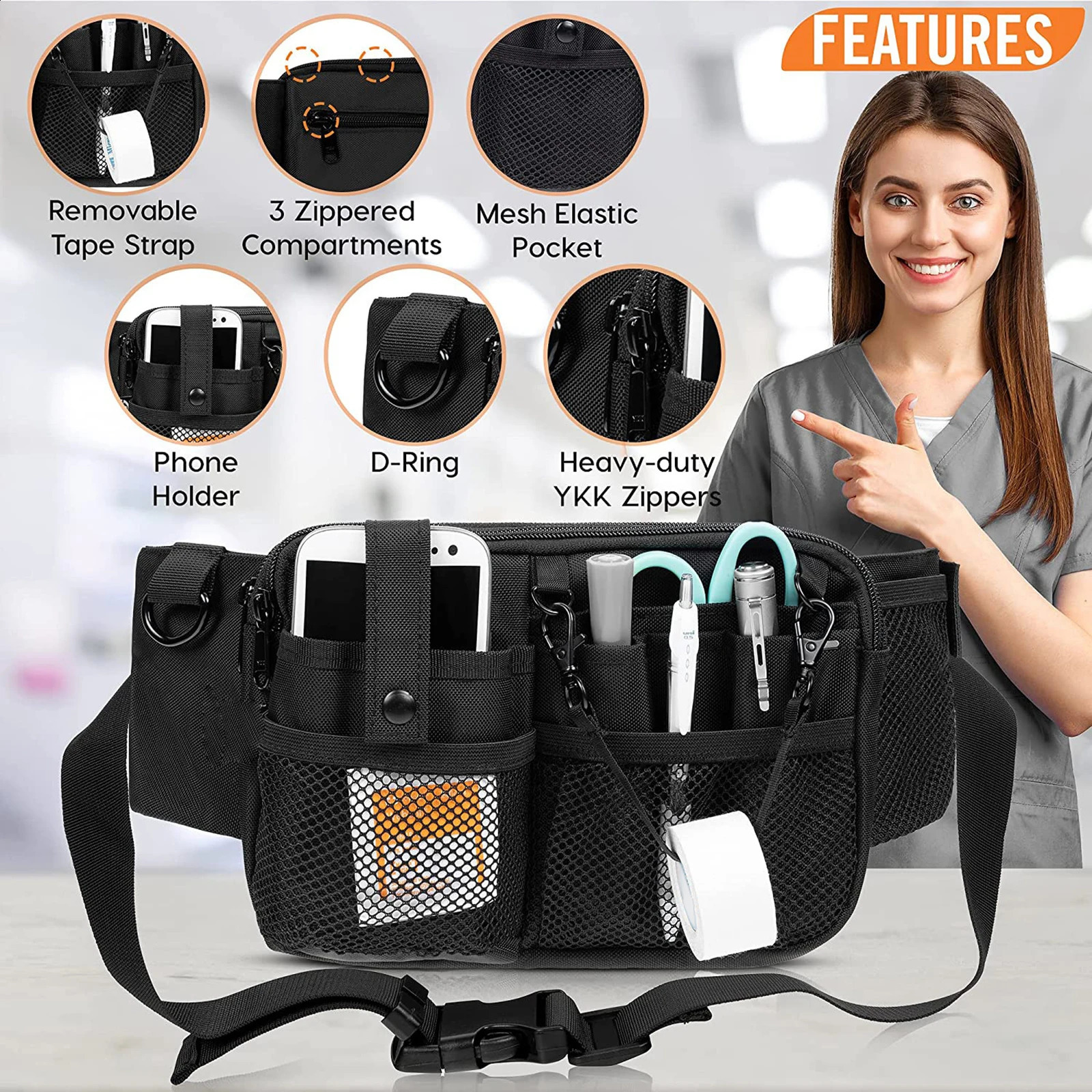 2025 NEW Multi Compartment Gear Pocket Organizer Belt Utility Waist Pack Nursing Bag for Pen Women Work Supplies Men Scissors 240722 zhanyishengli