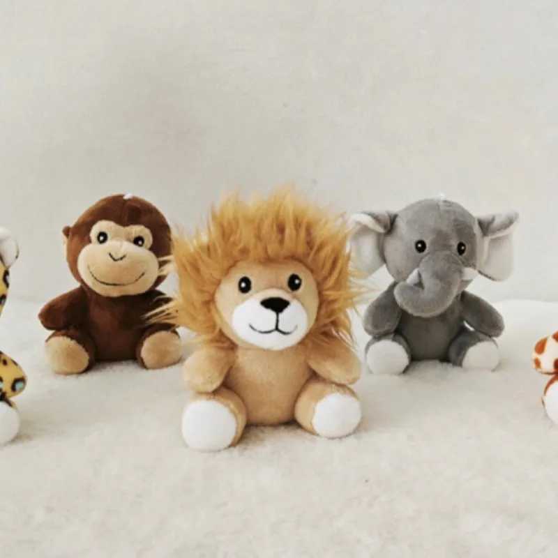Mini Forest Animals Stuffed Plush Toy Sitting Lion Tiger Elephant Monkey Leopard Giraffe Doll Keychain For Kid Birthday Gifts M240801