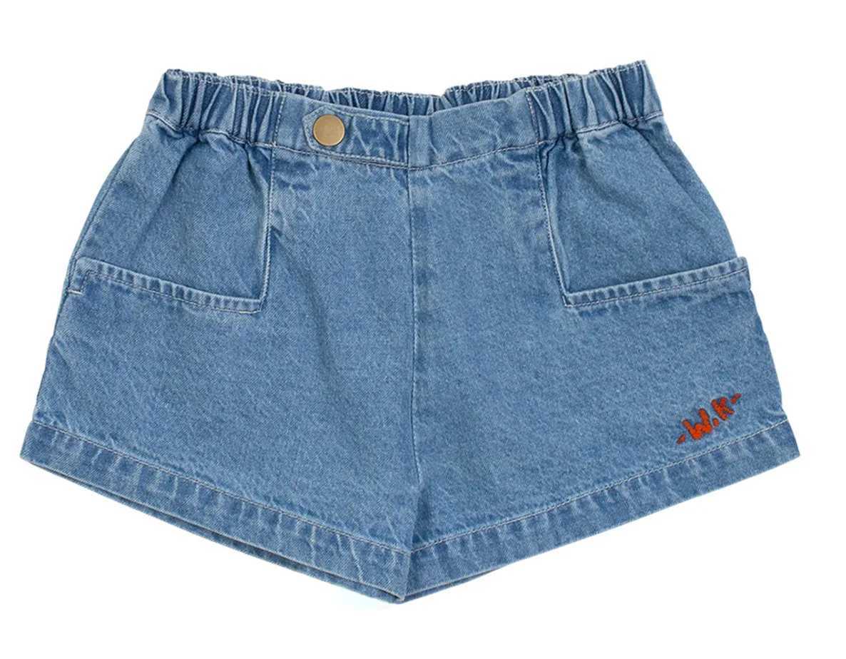 Summer Boys and Girls Denim Shorts New Fashion Childrens Clothing Blue Ruffle Button Elastic Waist A-Line Mini Skirt W240801