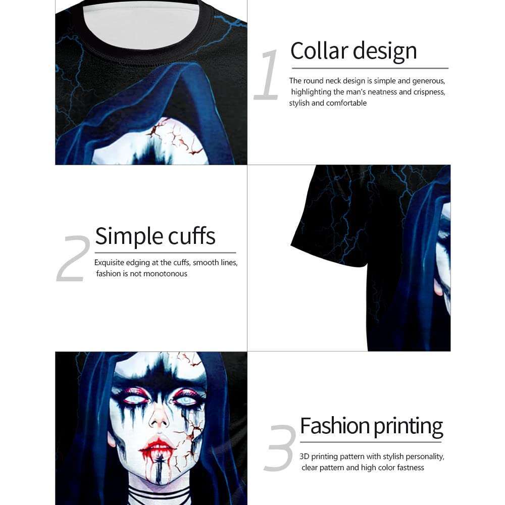 T shirt Mens Halloween T-Shirts 3D Print Short Sleeve T-Shirt Casual Neck Novelty Street Fashion Shirts tshirt graphic tee summer clothes Short sleeve