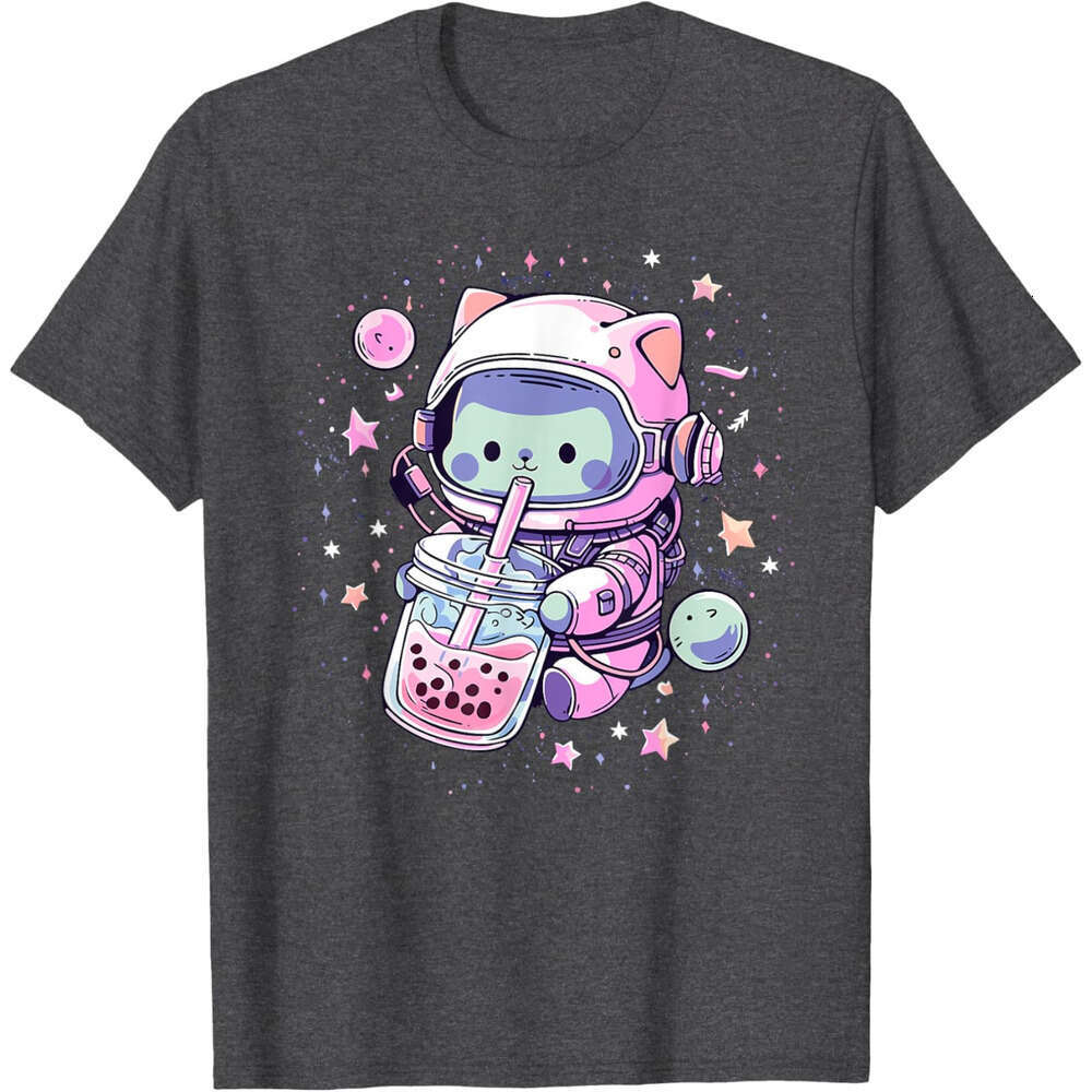 T shirt Mens Kawaii Cat Bubble Boba Tea In Space Astronaut Anime Girls T-Shirt shirts tshirt graphic tee Casual tops summer clothes Short sleeve Free 