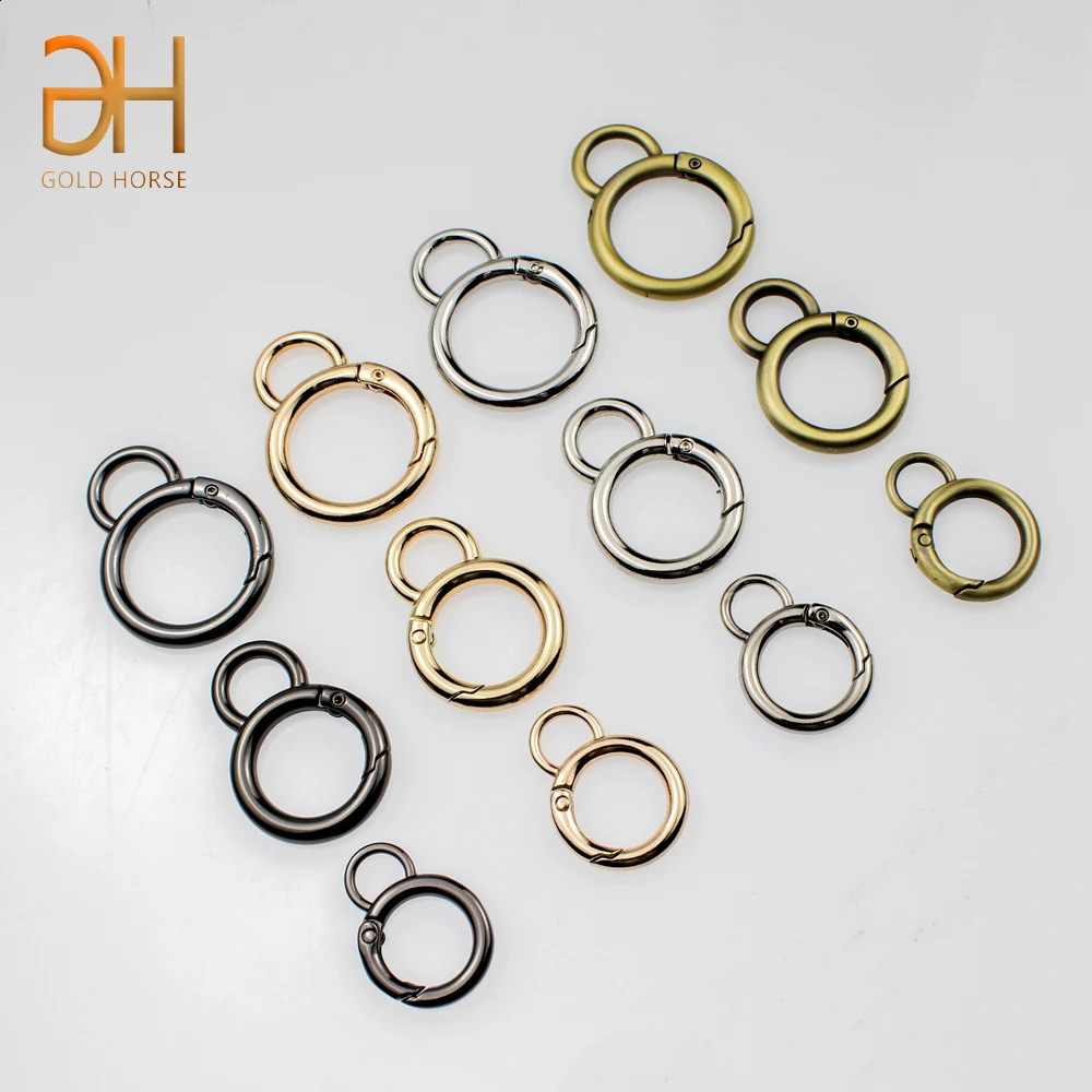 50Pcs Metal Double Circle Snap Hook Spring Gate O Ring Trigger Clasp for Leather Craft Bag Strap Belt Connecting Hardware Access 240731