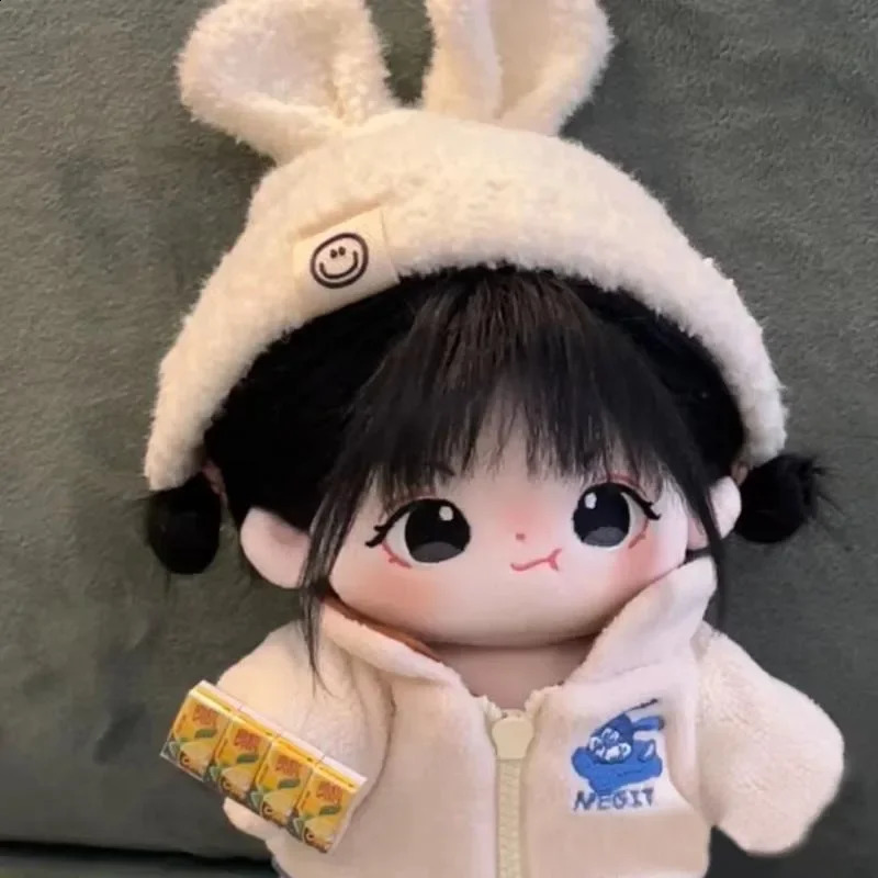 20cm Plush Doll Long Hair Naked Figure Baby Cute Face Kawaii Nude Cotton Body Dolls Stuffed Plushies Toys Gift No Attribute 240723