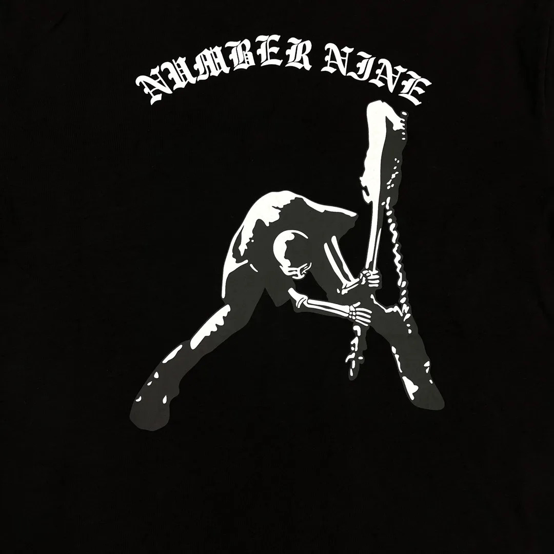 Men Number Nine Skull Head guitar T Shirts T-Shirt Hip Hop Skateboard Street Cotton T-Shirts Tee Top US size R037 240801