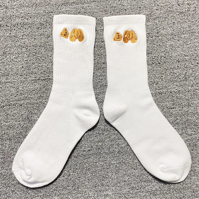 black and white womens cotton socks style personalized embroidery broken head bear online popular fashion sports trendy cotton sock