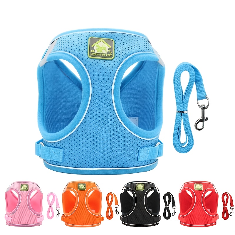 2026 New No Pull Dog Leash Set, Breathable Soft Mesh Puppy Vest Harness Reflective Adjustable Pet Harnesses Small Dogs And Cats - Outdoor Ea