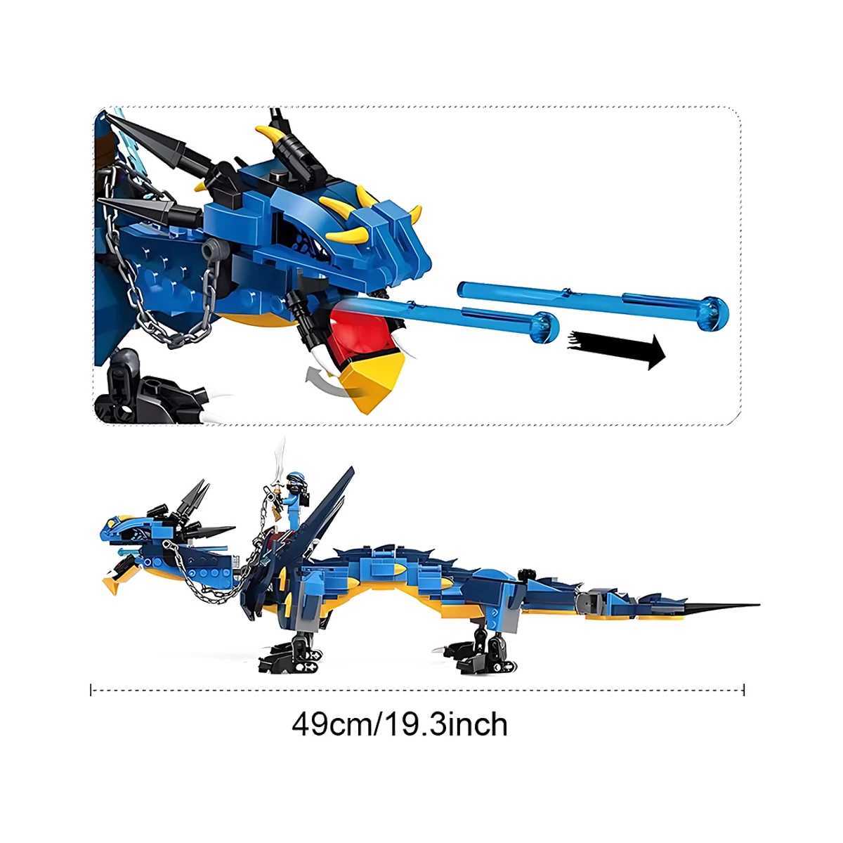 2024 New Movie Jays Blue Mecha Dragon Of Thunder And Storm Blue Building Blocks with Figure Toys Gifts For Adult Kids Y240731