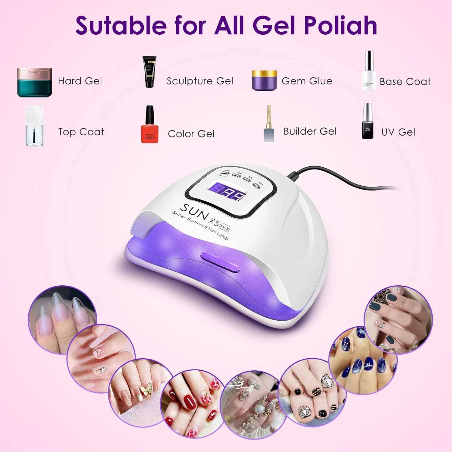SUN X5 MAX Professional UV LED Nail Dryer Light for Nails Drying Machine Manicure Gel Polish Curing Lamp with 4 Timer SettingsCL2400806