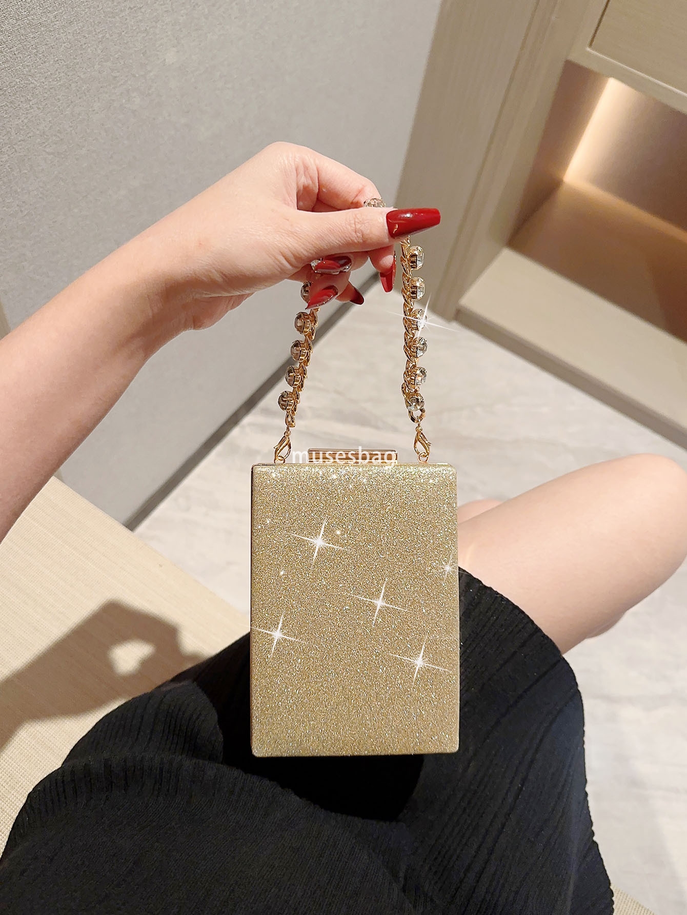 Cross-border high-end dinner bag vertical box handbag chain bag hand bag Banquet bag Dress bag Banquet evening bag