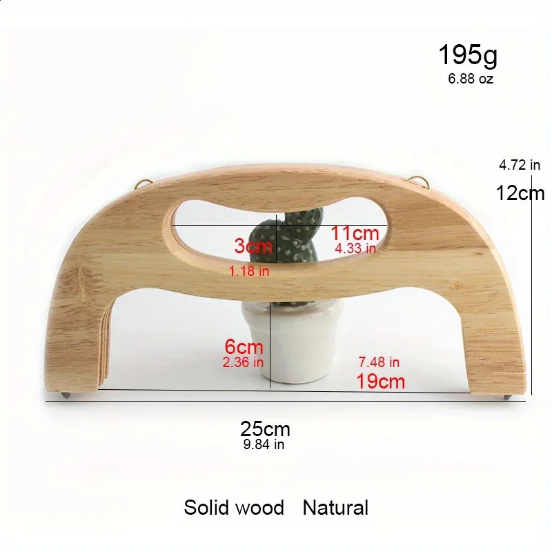 1PC U-shaped handbag frame accessories shoulder bag wooden handle frame DIY handmade crochet bag beach rattan woven bag making 240731