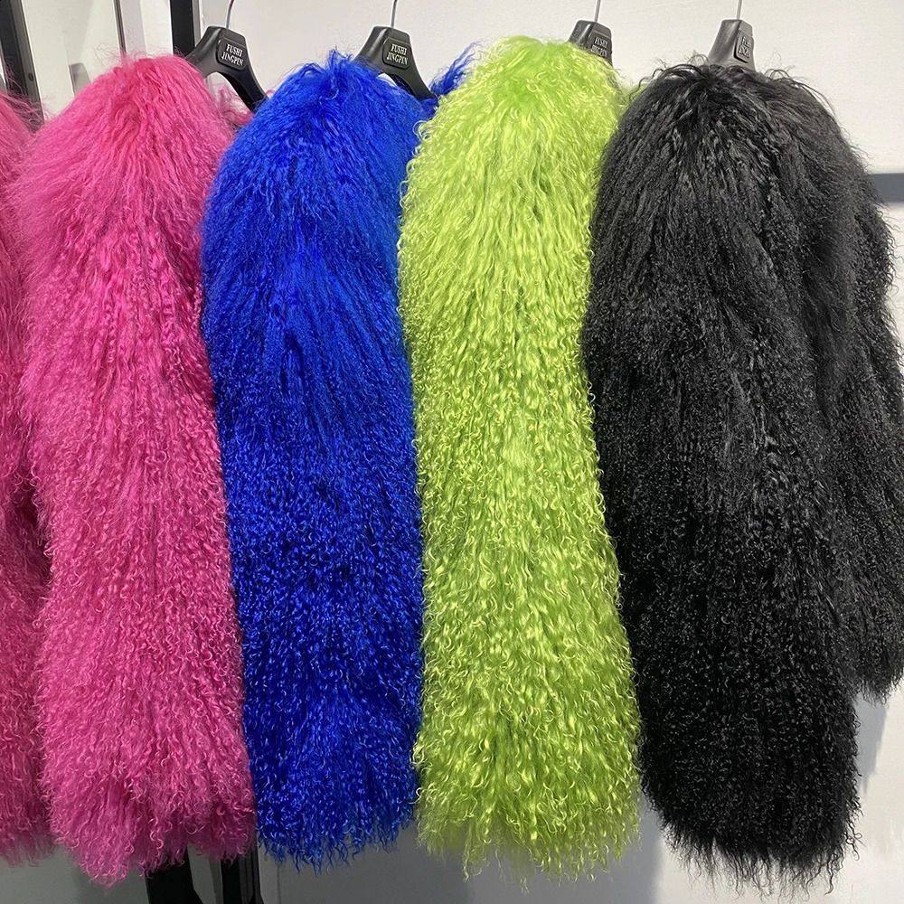 YOLOAgain Plus Size 8XL Womens Real Mongolia Sheep Fur Jacket Cropped Jacket Streetwear 240823