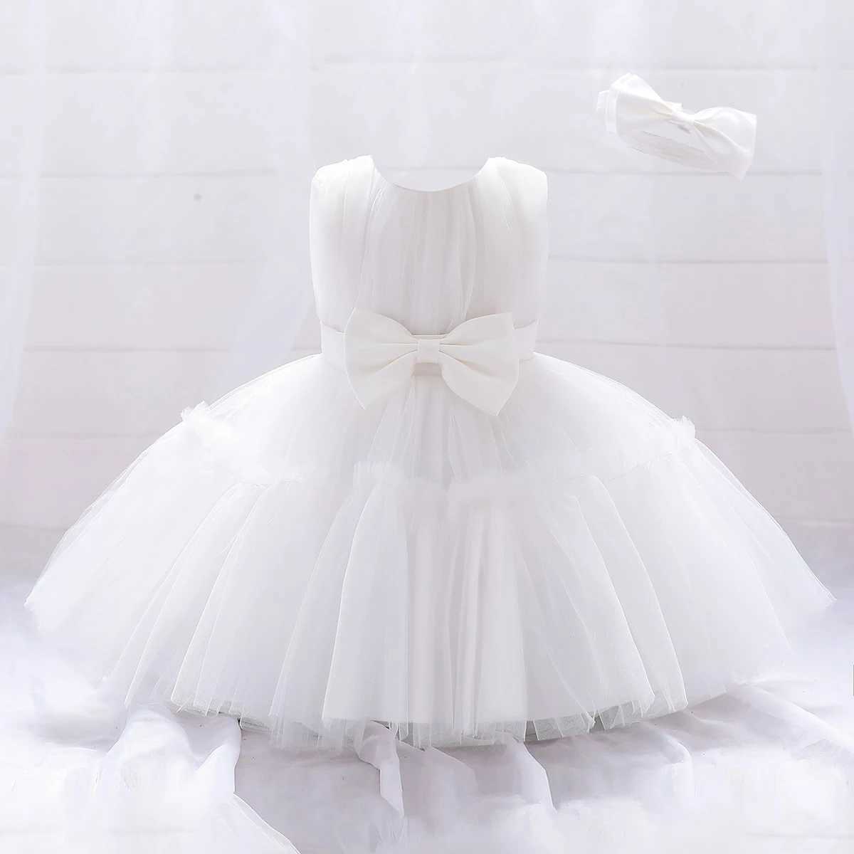 Babys first birthday girl shower dress elegant wedding party princess dress sheer childrens summer clothing X250203
