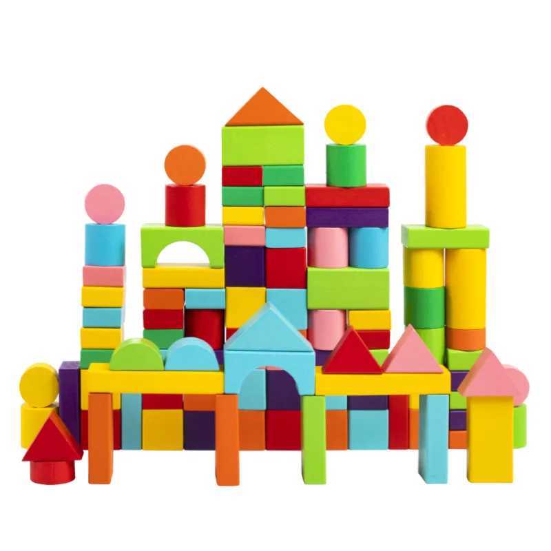 Wooden Building Blocks Set with Storage Bag Wooden Toys for Kids Assembled Building Blocks Early Educational Toys for Children Y240731