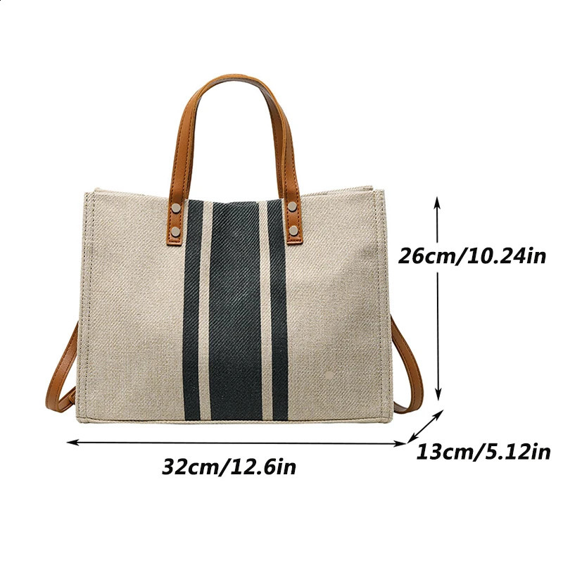 Casual Canvas Stripe Pattern Large Capacity Multifunction Travel Bag Student School Bags Women Daily 240731