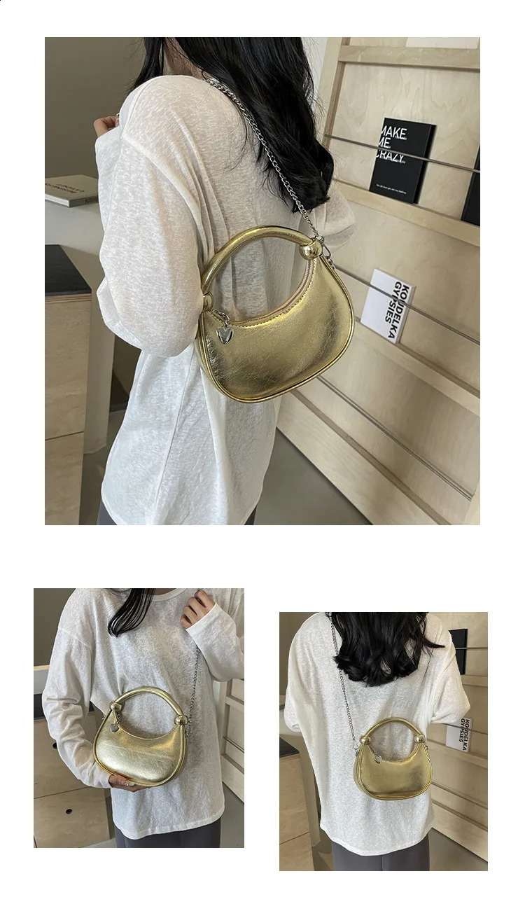 Patent Leather Evening Hobos Shoudler Crossbody Bag for Women Tote Handbag and Purses Trendy Lady Clutches Bag 240801