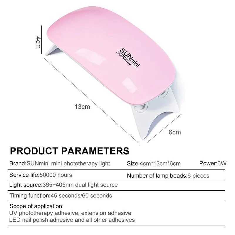 6W Mlnl Nall Dryer Machlne Portable 6 LED UV Manlcure Lamp Home Use Nall Lamp For Drylng Pollsh Varnlsh Wlth USB CableCL2400806