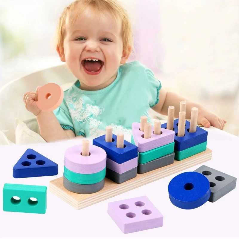 Montessori Baby Toys Kids 3D Wooden Puzzles Early Learning Baby Games Toys Educational Wooden Toys For Children 1 2 3 Years Y240801