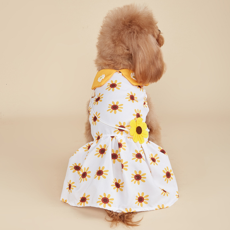 Pet clothing, cat cartoon printed suower dress, pet dog dress