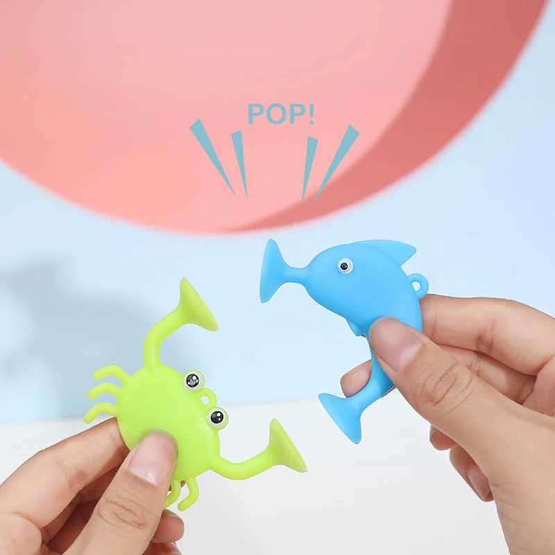 9pcs/set Marine Animals Suction Cup Toys Bath Toys for Kids Ocean Animals Shaped Sucker Window Travel Building Blocks Y240731