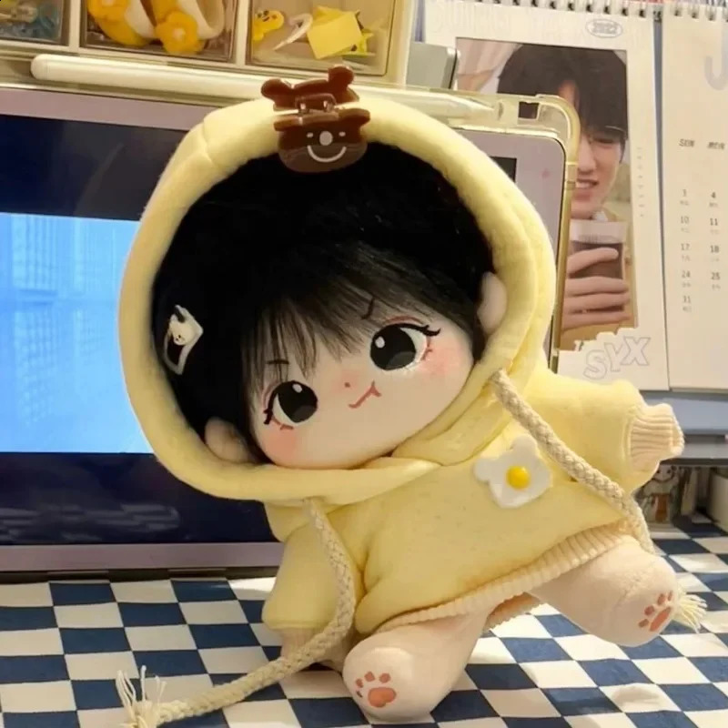 20cm Plush Doll Long Hair Naked Figure Baby Cute Face Kawaii Nude Cotton Body Dolls Stuffed Plushies Toys Gift No Attribute 240723