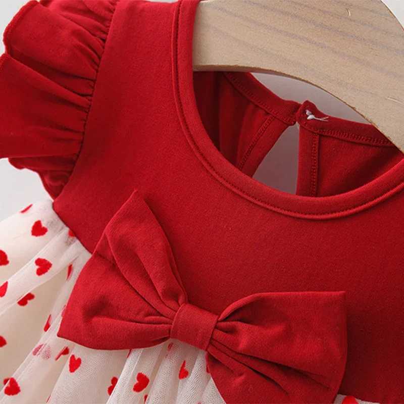 (0-3 Years Old) Summer Baby Girl Bow Flying Sleeves Princess Dress Girl Korean Edition Little Love Birthday Dress X250220