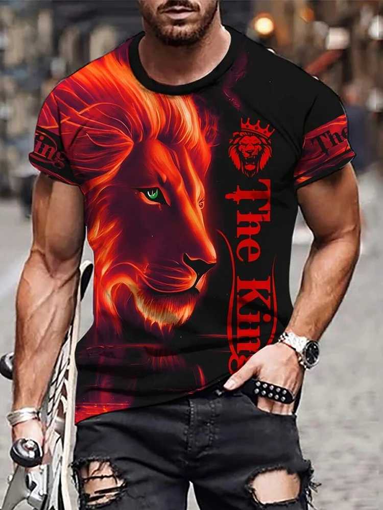 Lion Print Mens T-shirt Summer Street Fashion Mens T-shirt Daily Casual Mens Short Sleeve Top Outdoor Sports Comfort T-shirt M250108