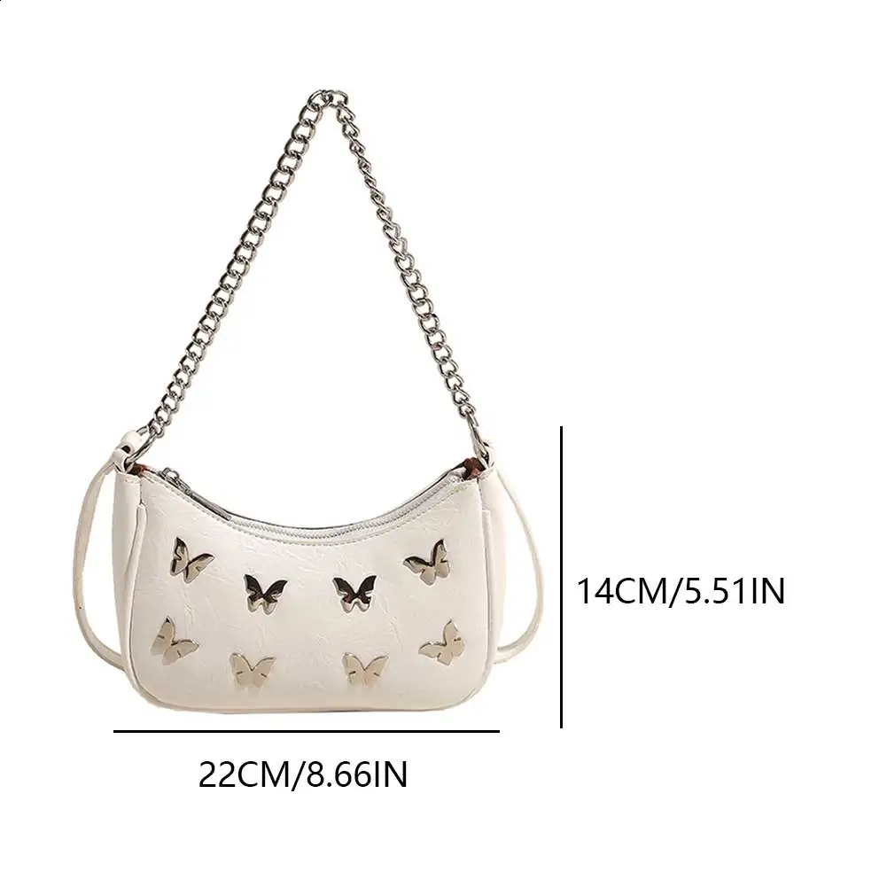Butterfly Cute Hobo Tote Handbag PU Leather Fashion Handbag Y2K Crossbody Bag with Adjustable Strap for Women and Girls 240801