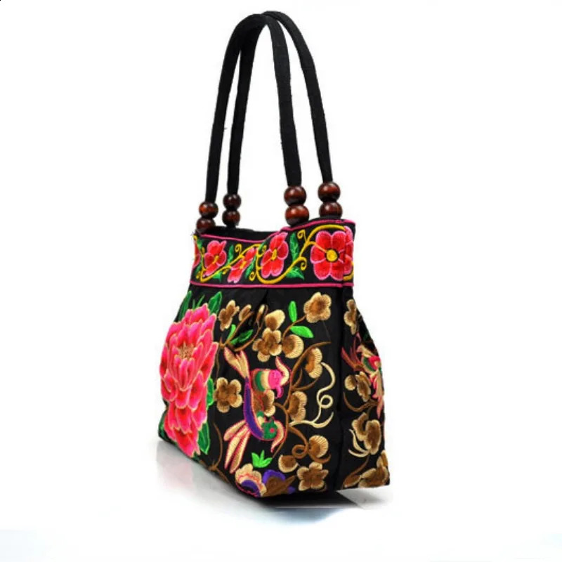 Original Ethnic Style Canvas Embroidered Womens Bag Handheld Small Embroidery Handbags for Women 240801