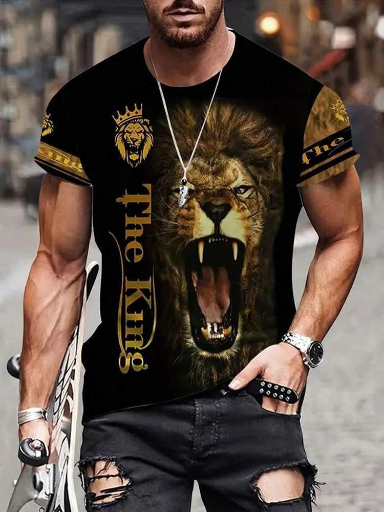 Lion Print Mens T-shirt Summer Street Fashion Mens T-shirt Daily Casual Mens Short Sleeve Top Outdoor Sports Comfort T-shirt M250108